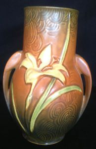 Vintage Roseville Art Deco Vase Zephyr Lily Double Handled Brown Green NO138 10