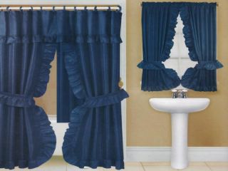 Double Swag Fabric Shower Curtain Valance Liner Window Curtain Assorted Color