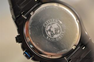 New Mens Citizen Eco Drive BL5435 58E Black Perpetual Calendar Chronograph Watch