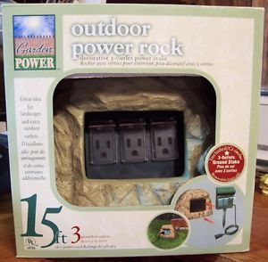 Outdoor Power Rock 3 Outlet Power Stake Decorative