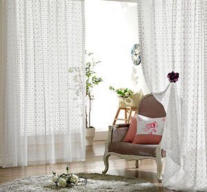 Summer Curtains Sheer Lace Window Inside Inner Mesh Door Kitchen Drape White