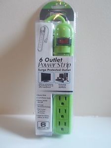 Finelife Products 6 Outlet Power Strip Surge Protector Neon Green