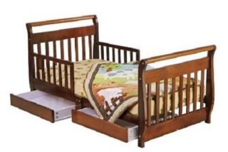 New Toddler Kid Child Sleigh Bed Storage Drawers Bedroom Safety Rail Espresso