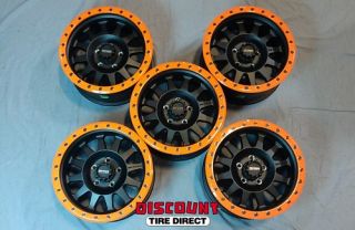 5 New 17x8 5 5x127 5 127 Jeep Wrangler Orange Matte Black Custom Wheels Rims