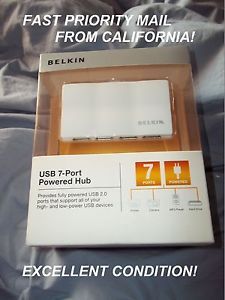 Belkin F4U018 Wht 7 Port Powered USB Hub Mint Condition