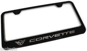 Chevrolet Corvette C5 Laser Etched Frame Black Gloss License Plate Frame