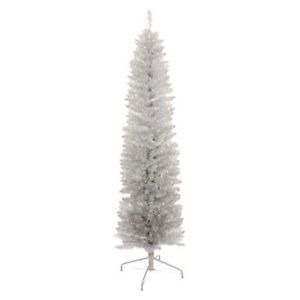 6ft Slim Silver Tinsel Christmas Tree