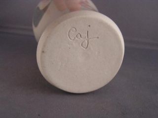 Modern Abstract Art Pottery Bud Vase Signed Caj