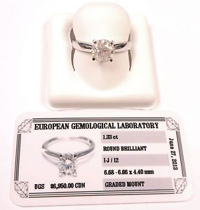 1 33ct Natural Canadian Diamond Solitaire Ring in 10K Gold w Cert Free Sizing