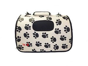Airline Approved 'Paw Print' Folding Collapsible Pet Dog Carrier Crate Tote Bag