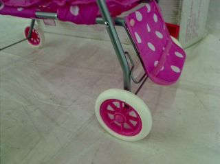 Badger Basket Polka Dots Triple Doll Stroller Pink White