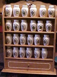 24 Gloria Concepts Franklin Mint Porcelain Spice Jars Jar Set Wood Shelf Rack