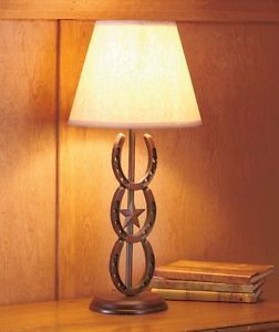 Cast Iron Horseshoe Table Lamp Rustic Western Cowboy Lamp Country Star Decor