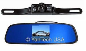 Rear View Mirror Mount Backup Camera System License Mount Cam TFT LCD Monitor