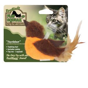 Ourpets Play N Squeak Real Birds Touch Down Catnip Cat Kitten Toy Free SHIP USA
