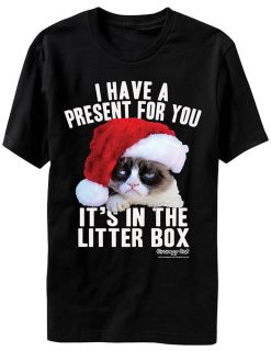 New Grumpy Cat Santa Capped Present for You in Litter Box T Shirt Large