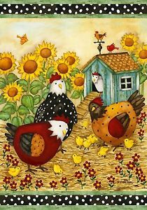 Chicken Coop Polka Dot Sunflower Baby Chick Farm Garden Mini Flag