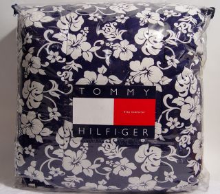 New Tommy Hilfiger Blue White Hibiscus Floral King Comforter