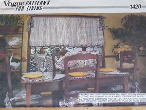 Vogue 1420 Beautiful Country Valance Table Linens Throw Pillow Pattern UC