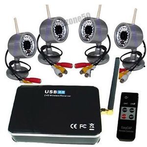 4CH Wireless Digital Camera Security System PC Monitor CCTV Cam Receiver