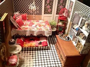 1 6 Scale Barbie OOAK Diorama Paris Shabby Chic Bedroom Furniture Trundle Bed