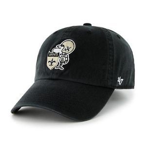 New Orleans Saints NFL Football Legacy Black Clean Up Slouch Crown Hat Cap New