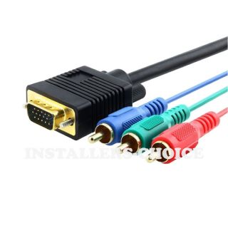 12 ft Feet VGA to 3 RCA Cable Adapter TV HDTV for PC Laptop Gold Plated New