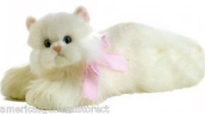 Cindy Persian Cat Aurora Plush 10" Long Stuffed Animal Toy Kitty White Blue Eyes