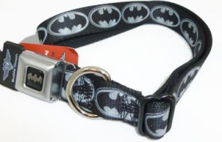 Batman Gray Logo Seat Belt Buckle Dog Collars or Leash 4 Sizes Buckle Down
