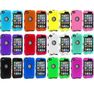Deluxe Color Black 3 Piece Hard Skin Case for iPod Touch 4 4G 4th Gen Protector