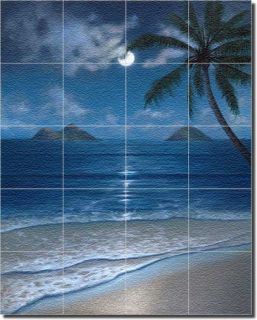 Deir Tropical Moon Palm Art Wall Floor Glass Tile Mural