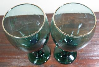Libbey Teardrop Juniper Teal Green Gold Trim Wine Water Glass Goblet Replacement