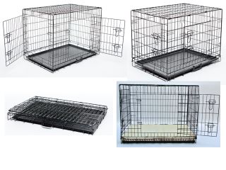 DOG CRATE with FREE 1 CRATE MAT 6 Sizes NEW 2 Door High Quality FREE