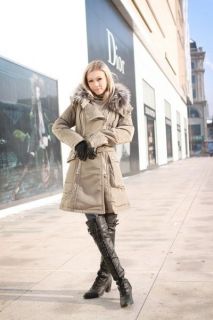 New Celeb Style Women Duck Down Coat Fur Hooded Parka Long Winter Warm Jacket