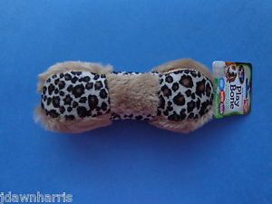 Dog Pet Animal Print Plush Soft Sherpa Fur Bone Squeak Chew Toy New Tags