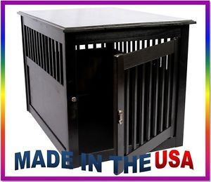 New Deluxe Indoor Wood End Table Pet Dog Crate Kennel Large Black 42167