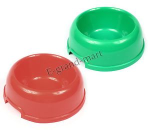 8 5" Plastic Dog Cat Bowl Pet Food Water Dish Feeder Non Slip 2pc Red Green