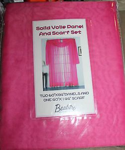 3pc Hot Pink Sheer Voile Window Curtain Scarf Panels 120x84 Girls Teen New