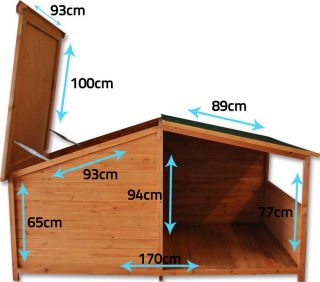 XL Extra Large Dog Kennel House x Large Wooden Timber Log Puppy Pet Cabin Deck