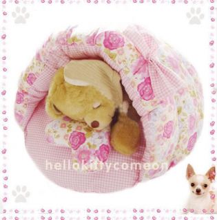 Sweet Rose Shell 100 Cotton Pets Puppy Dogs Cat Beds House Sleeping Bag Bow New