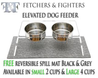 F F Elevated Dog Feeder Bowl 2 Sizes Small 4 Cups Large 6 Cups Free Mat