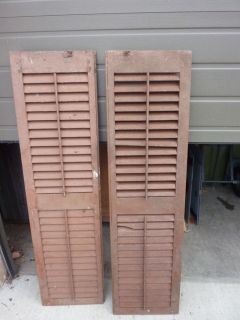 PR Victorian Louvered Exterior House Window Shutters Red Brown Paint 58 x 15"