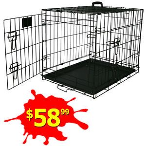 48" Large Folding Wire Dog Puppy Crate Cage Kennel
