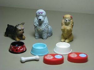 Barbie or Loving Family Dogs Pets Poodles Bowls Bone Puppies