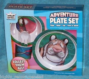 Rain Forest Childrens Adventure Plate Set w Plate Bowl Cup Fork Spoon