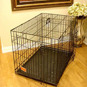 42 inch Large Portable Double Door Folding Steel Dog Crate Kennel Cage Black