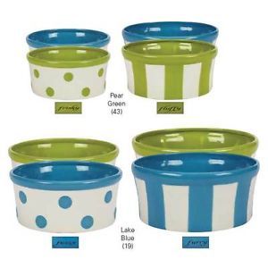Pet Studio Somerset Polka Dot Striped Ceramic Dog Pet Dishes Bowls