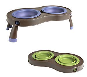 Popware Double Elevated Feeder Diner Dog Pet Collapsible Bowl Water Food Dish