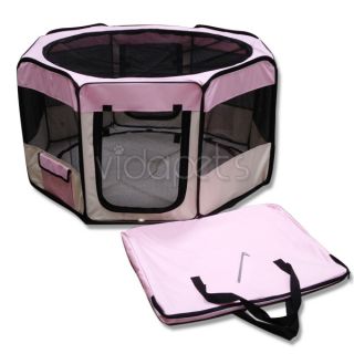 45" Wide Pink 2 Door Soft Pet Playpen Dog Guinea Pig Puppy Exercise Pen Kennel