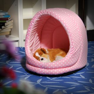 Pink Blue Cat Dog Pet Cozy Soft Collapsible Pet Bed House Kennel Pad Mat Bed M L